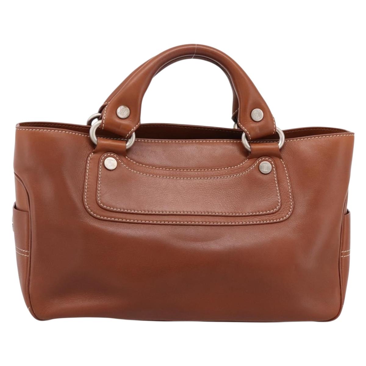 CELINE Boogie Bag Hand Bag Leather Brown Silver Auth BA14938A - Jerrillo image 2