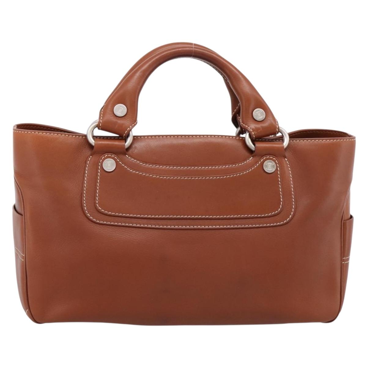 CELINE Boogie Bag Hand Bag Leather Brown Silver Auth BA14938A - Jerrillo image 3