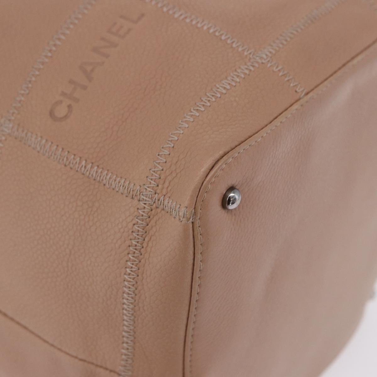 CHANEL Chocolate Bar Drawstring Bag Lamb Skin Beige Silver CC Auth BA15389V - Jerrillo image 10