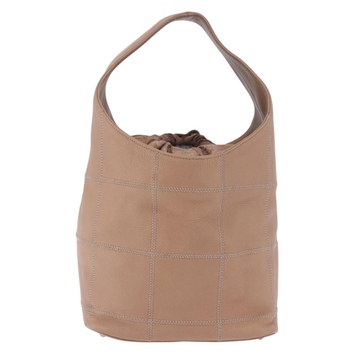 CHANEL Chocolate Bar Drawstring Bag Lamb Skin Beige Silver CC Auth BA15389V - Jerrillo image 3