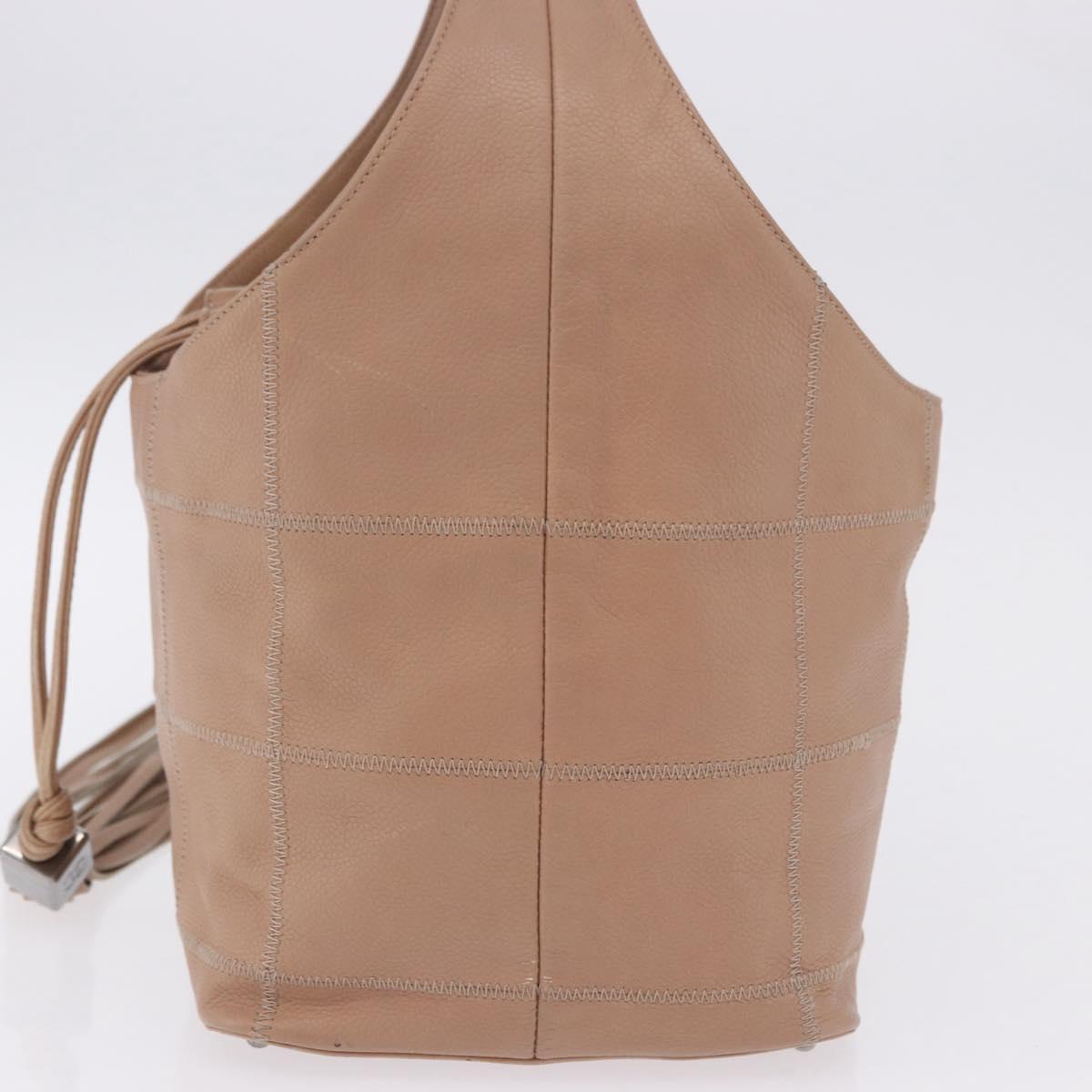CHANEL Chocolate Bar Drawstring Bag Lamb Skin Beige Silver CC Auth BA15389V - Jerrillo image 4