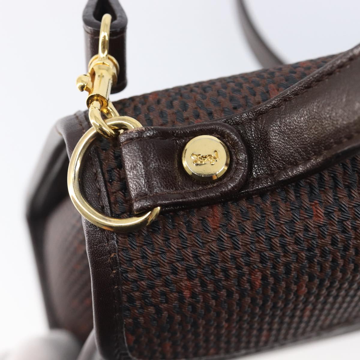 SAINT LAURENT Hand Bag PVC Canvas 2way Brown Gold Auth BA15808A - Jerrillo image 10