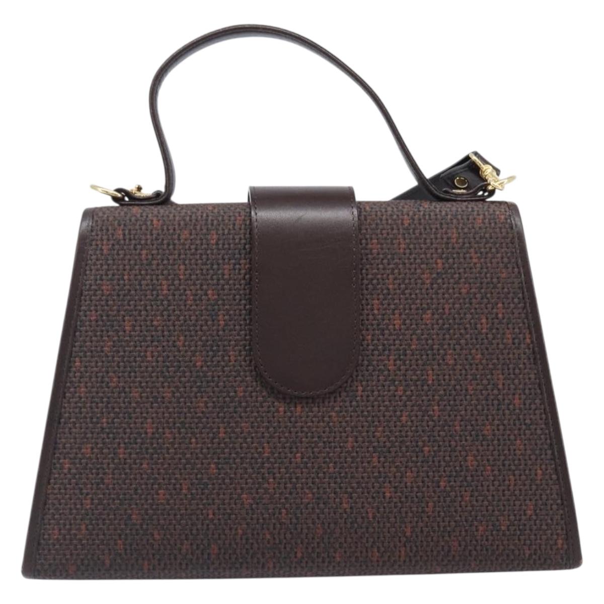 SAINT LAURENT Hand Bag PVC Canvas 2way Brown Gold Auth BA15808A - Jerrillo image 2