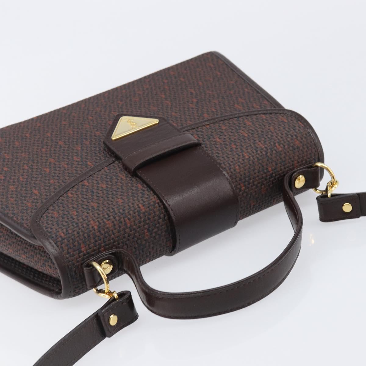 SAINT LAURENT Hand Bag PVC Canvas 2way Brown Gold Auth BA15808A - Jerrillo image 6