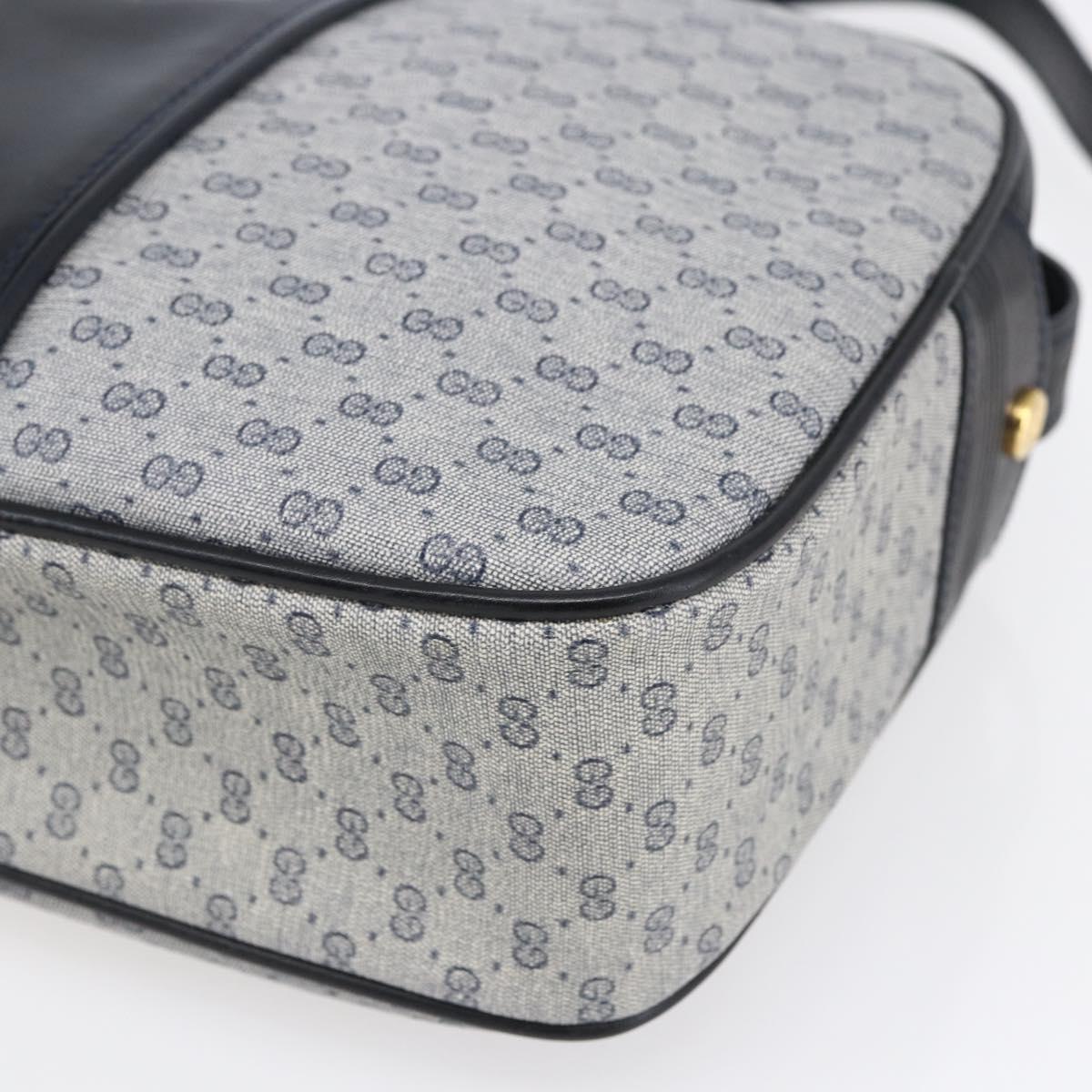 GUCCI Micro GG Canvas Shoulder Bag PVC Leather Navy Gold Auth BA7238 - Jerrillo image 10