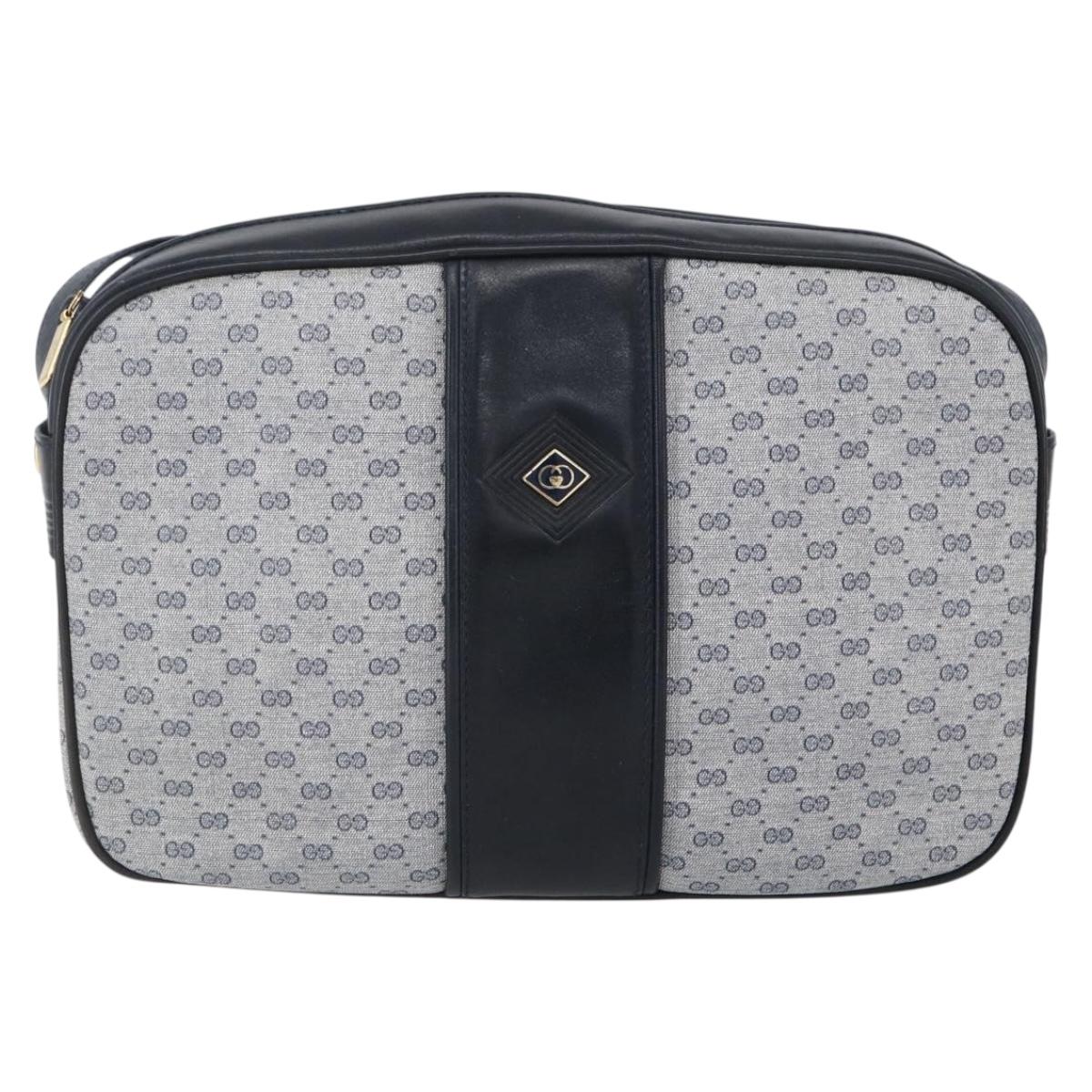 GUCCI Micro GG Canvas Shoulder Bag PVC Leather Navy Gold Auth BA7238 - Jerrillo image 2
