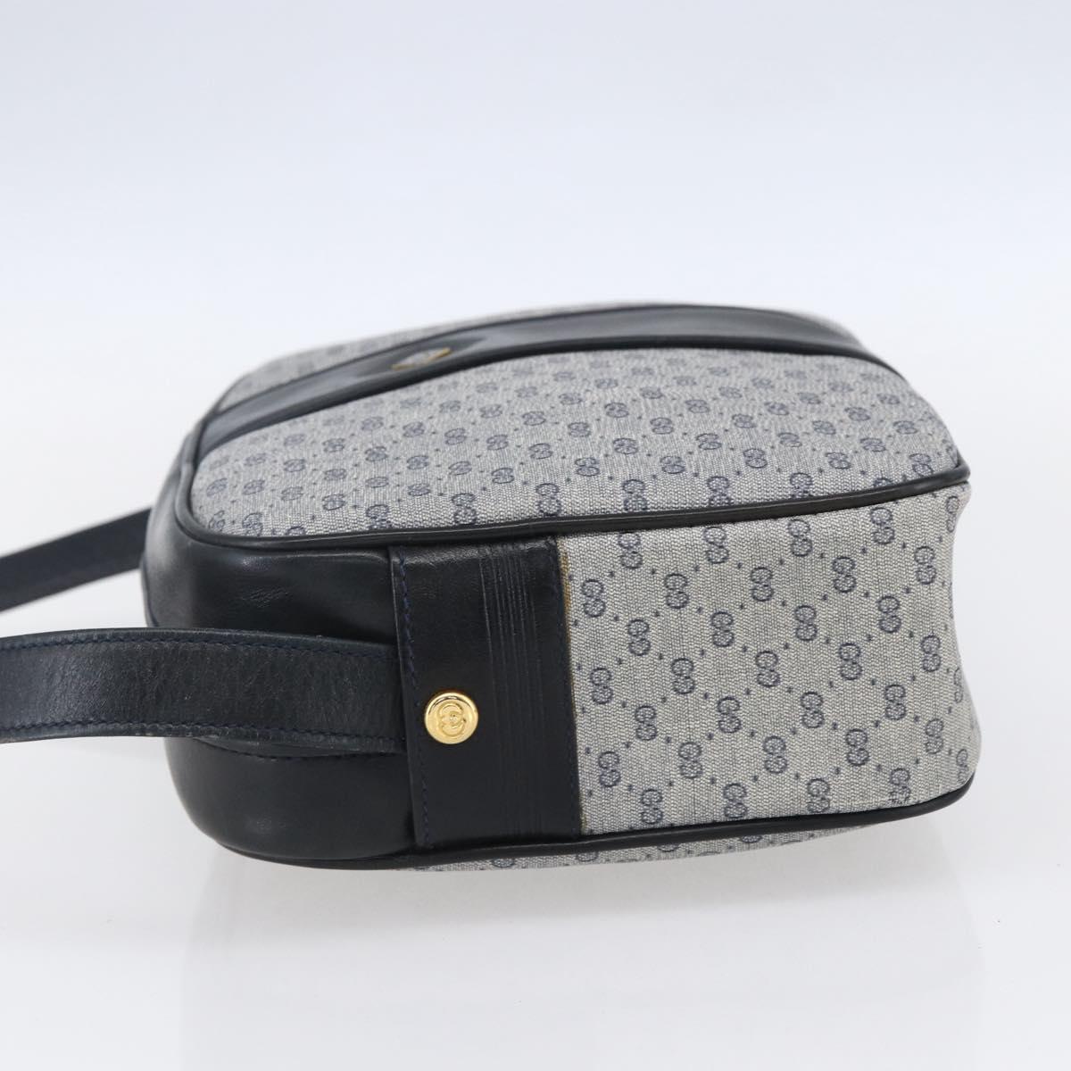 GUCCI Micro GG Canvas Shoulder Bag PVC Leather Navy Gold Auth BA7238 - Jerrillo image 4