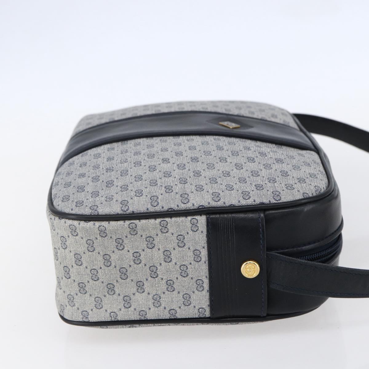 GUCCI Micro GG Canvas Shoulder Bag PVC Leather Navy Gold Auth BA7238 - Jerrillo image 5