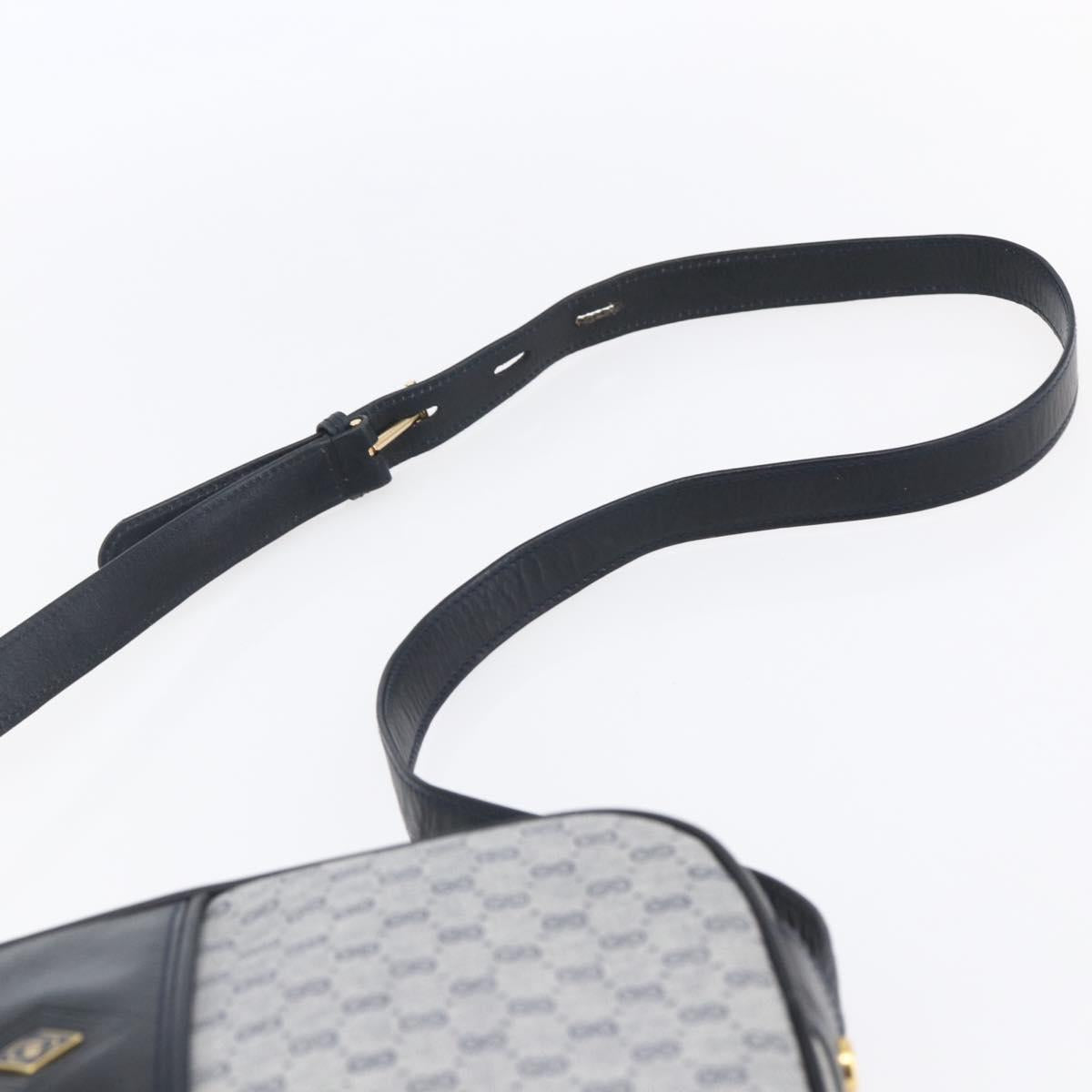 GUCCI Micro GG Canvas Shoulder Bag PVC Leather Navy Gold Auth BA7238 - Jerrillo image 8