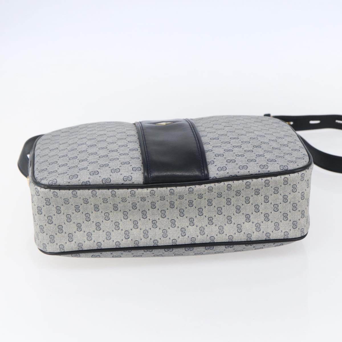 GUCCI Micro GG Canvas Shoulder Bag PVC Leather Navy Gold Auth BA7238 - Jerrillo image 9