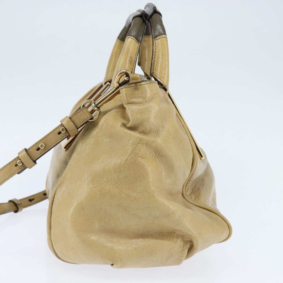 Chloe Etel Hand Bag Leather 2way Beige Gold Auth BA7364 - Jerrillo image 4