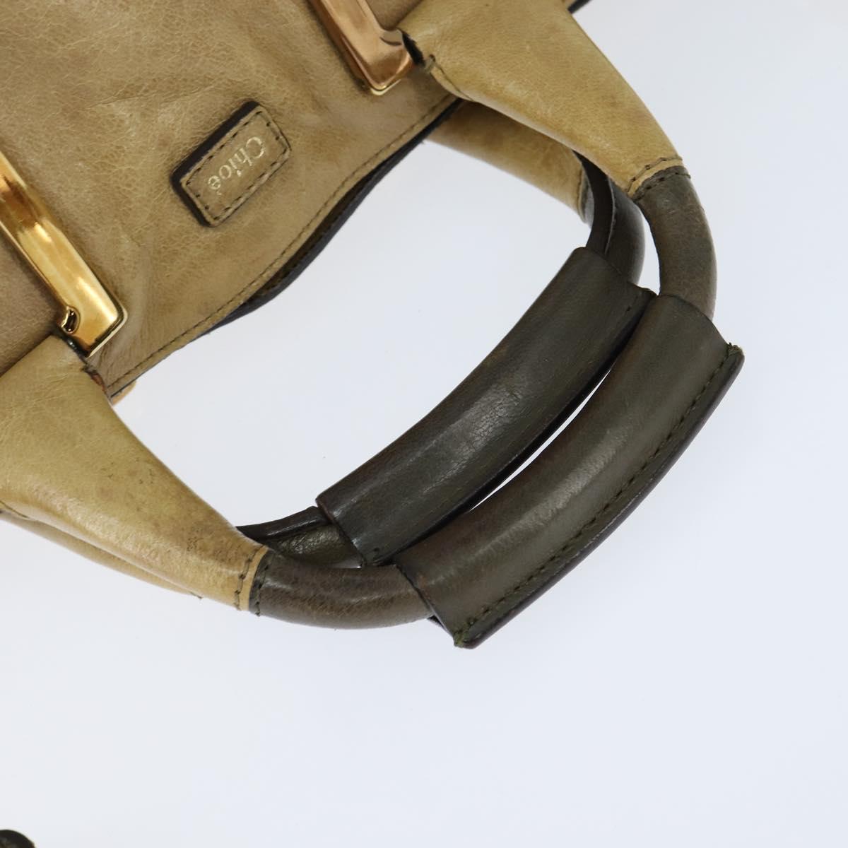 Chloe Etel Hand Bag Leather 2way Beige Gold Auth BA7364 - Jerrillo image 7