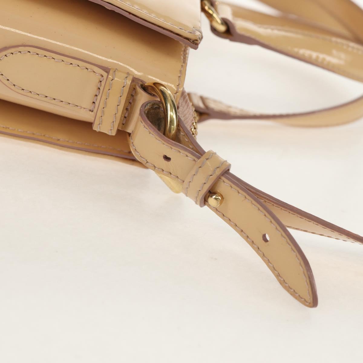 Salvatore Ferragamo Hand Bag Enamel 2way Beige Gold Auth BA7537 - Jerrillo image 10