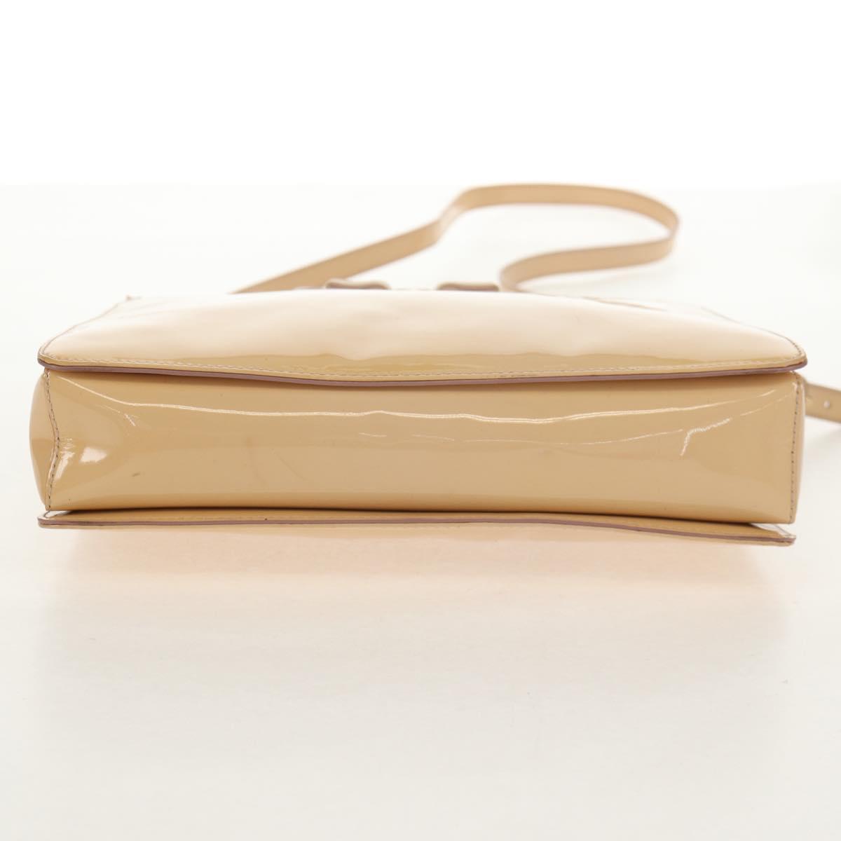 Salvatore Ferragamo Hand Bag Enamel 2way Beige Gold Auth BA7537 - Jerrillo image 6