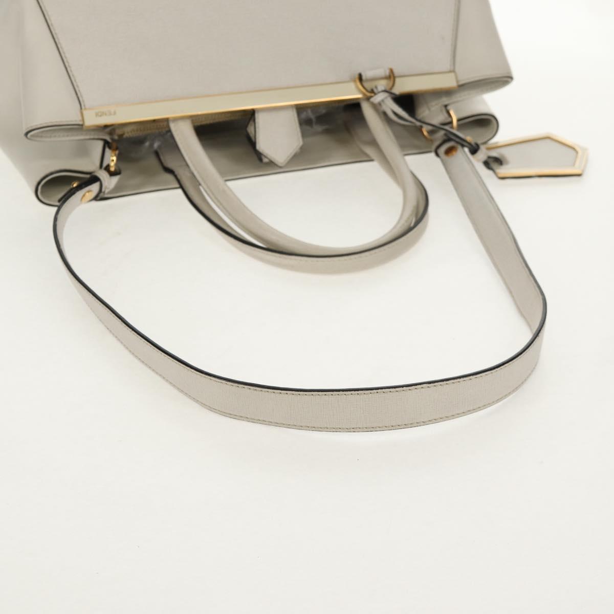FENDI 2Jours Hand Bag Leather 2way White Gold Auth bs30333 - Jerrillo image 10