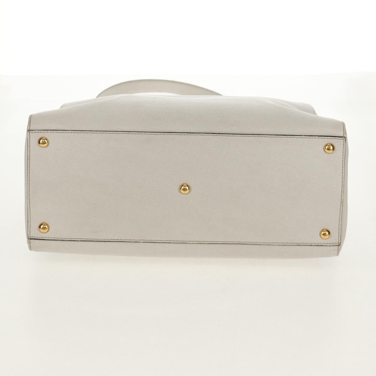 FENDI 2Jours Hand Bag Leather 2way White Gold Auth bs30333 - Jerrillo image 5