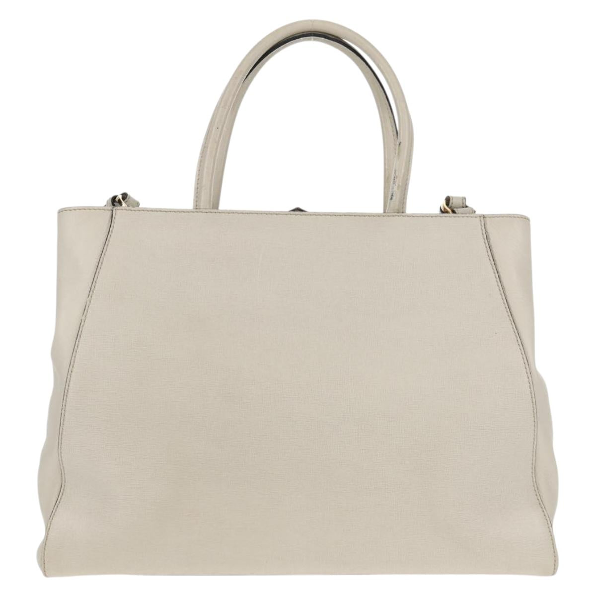 FENDI 2Jours Hand Bag Leather 2way White Gold Auth bs30333 - Jerrillo image 2