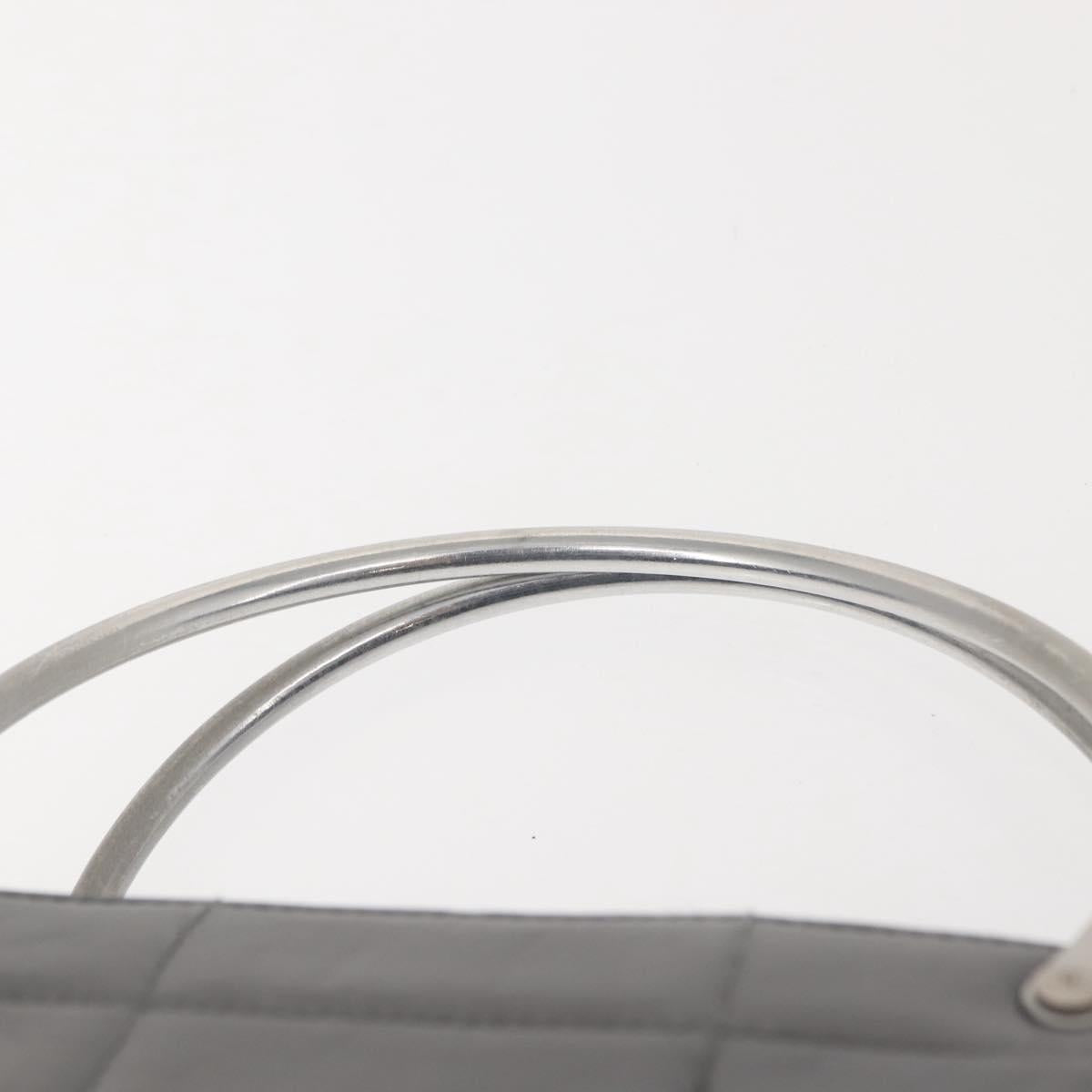 CHANEL Choco Bar Hand Bag Lamb Skin Gray Silver CC Auth bs30369 - Jerrillo image 8