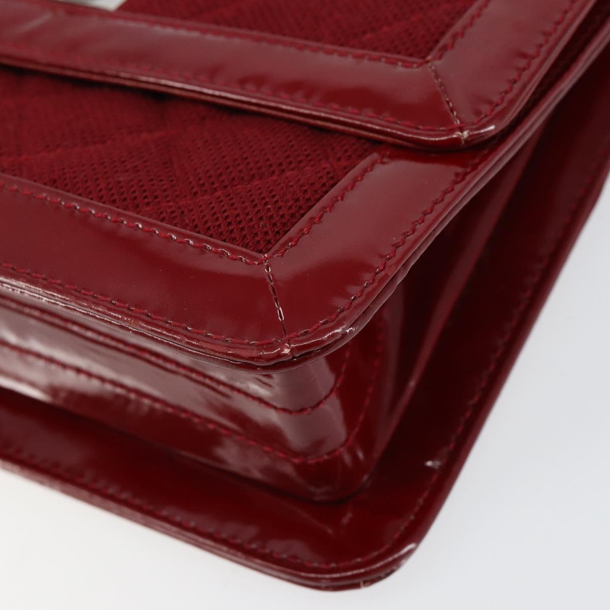 CHANEL 2.55 Matelasse Chain Shoulder Bag Enamel Red Silver CC Auth bs30717 - Jerrillo image 9