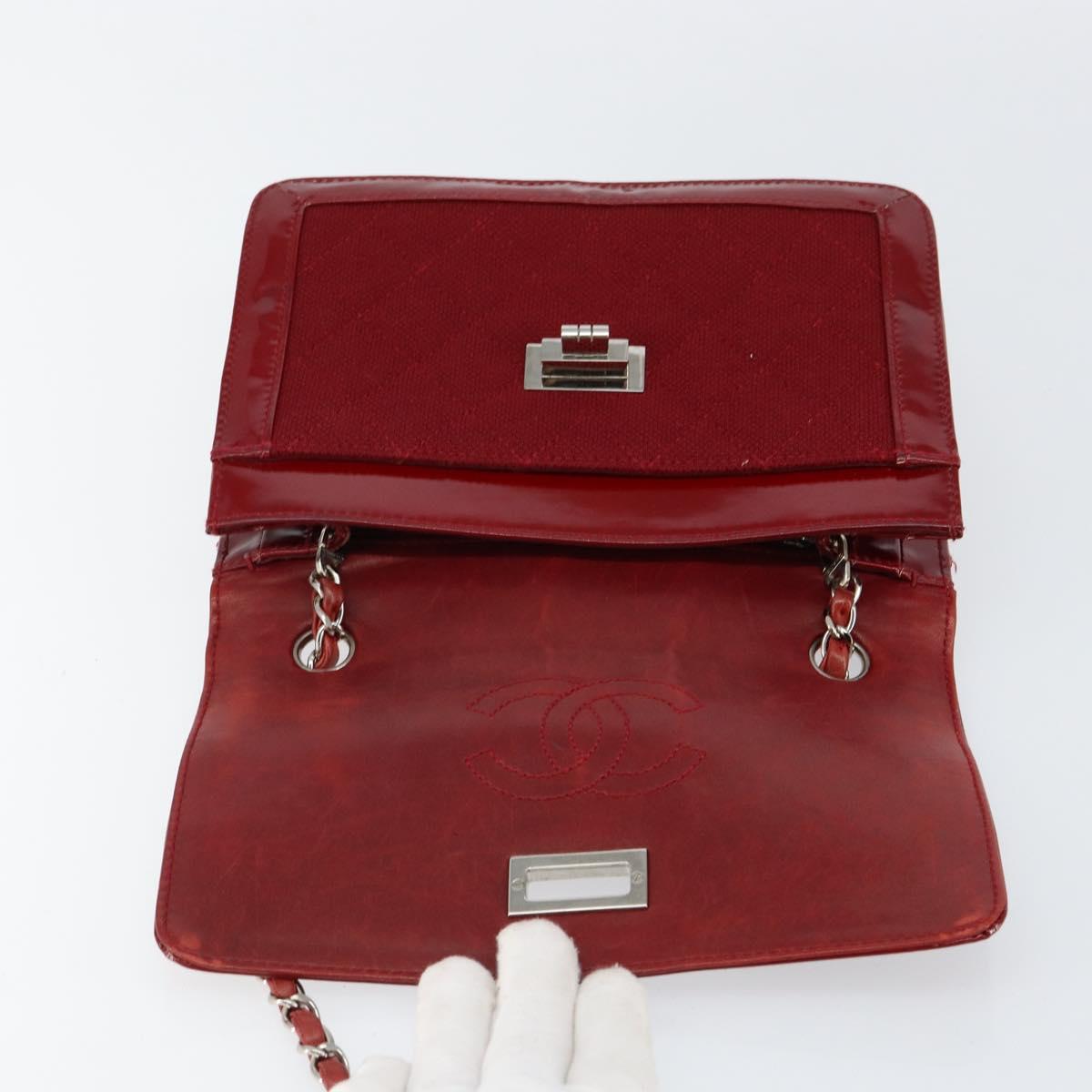 CHANEL 2.55 Matelasse Chain Shoulder Bag Enamel Red Silver CC Auth bs30717 - Jerrillo image 10