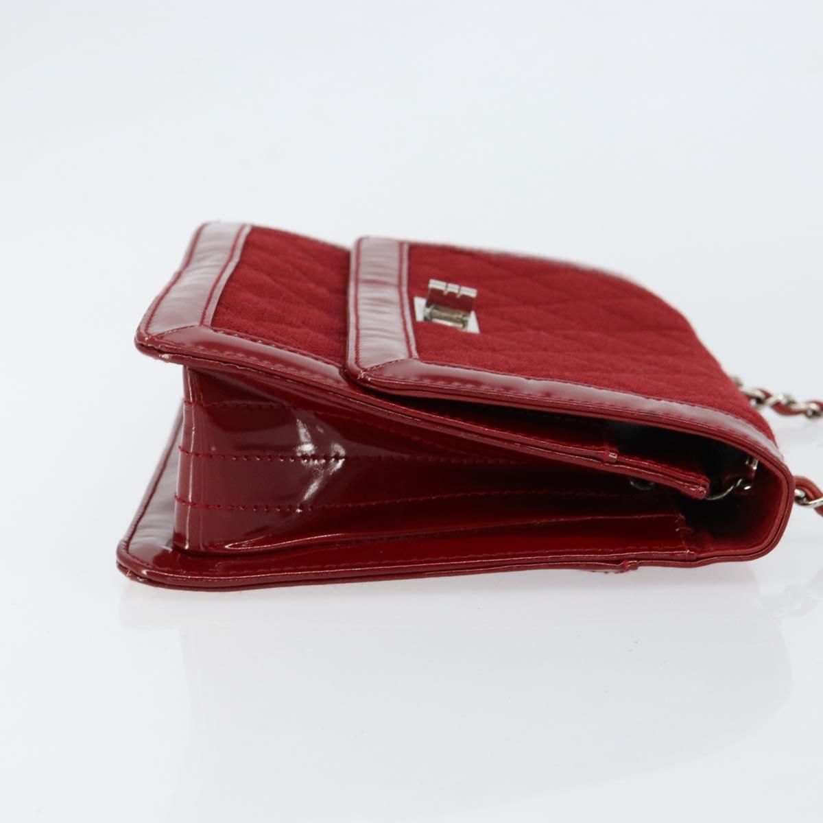 CHANEL 2.55 Matelasse Chain Shoulder Bag Enamel Red Silver CC Auth bs30717 - Jerrillo image 3