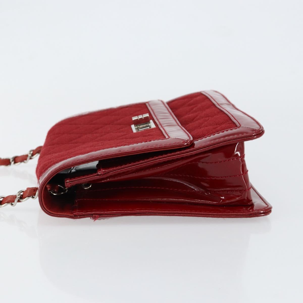 CHANEL 2.55 Matelasse Chain Shoulder Bag Enamel Red Silver CC Auth bs30717 - Jerrillo image 4