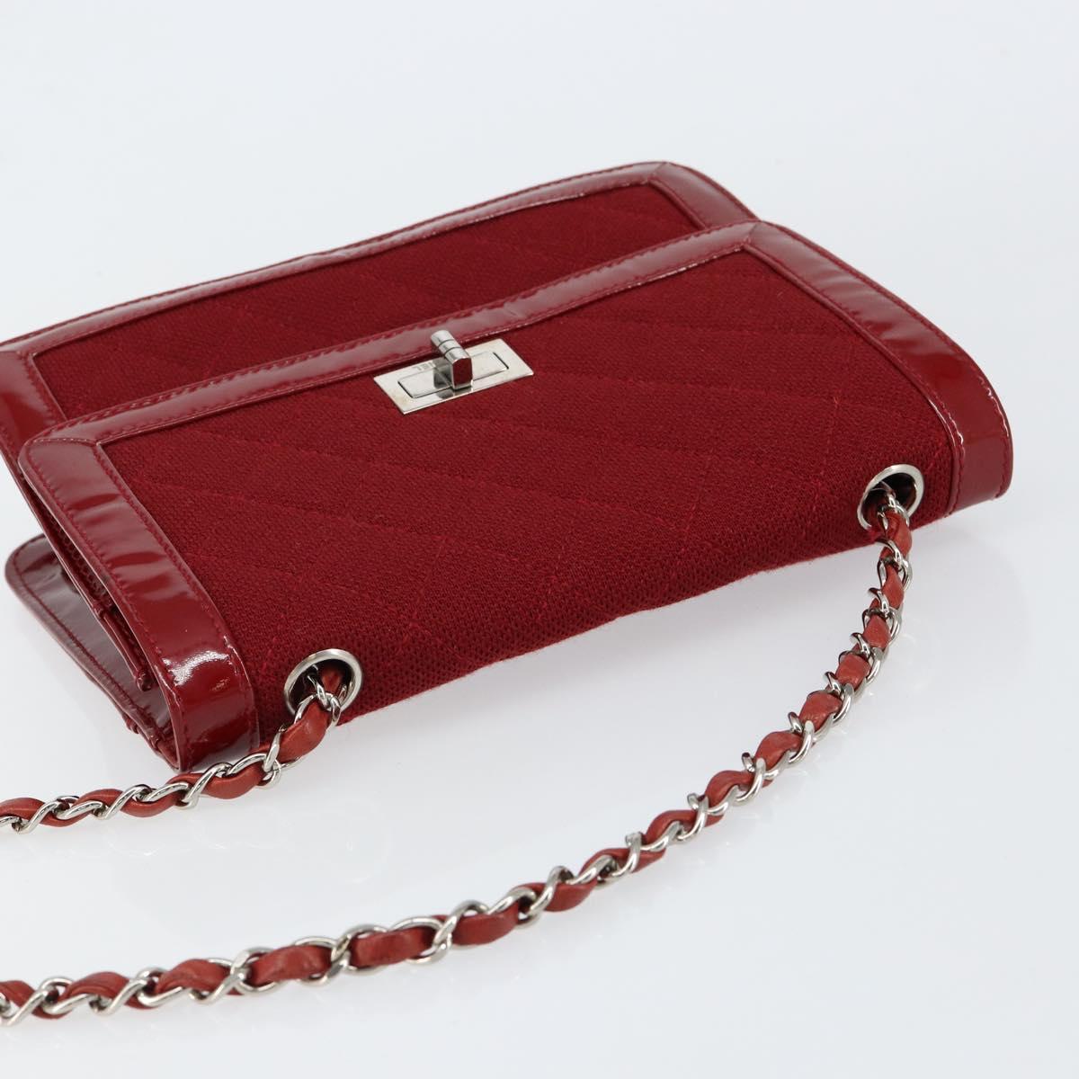 CHANEL 2.55 Matelasse Chain Shoulder Bag Enamel Red Silver CC Auth bs30717 - Jerrillo image 6