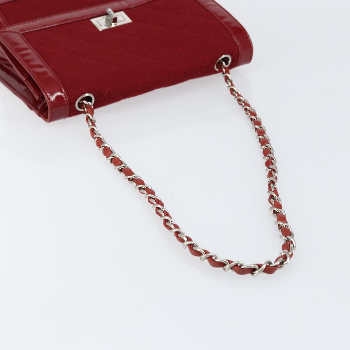CHANEL 2.55 Matelasse Chain Shoulder Bag Enamel Red Silver CC Auth bs30717 - Jerrillo image 7