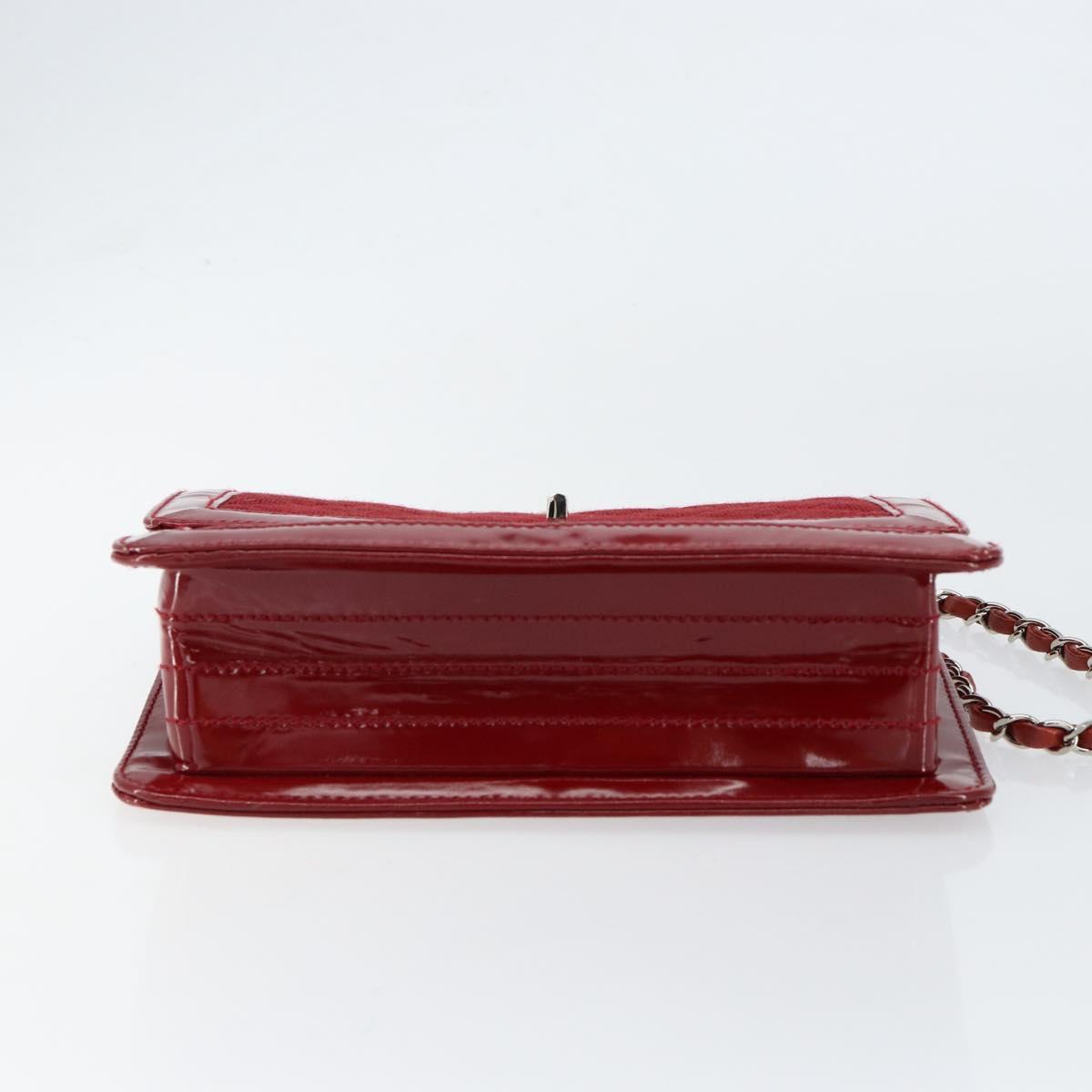 CHANEL 2.55 Matelasse Chain Shoulder Bag Enamel Red Silver CC Auth bs30717 - Jerrillo image 5