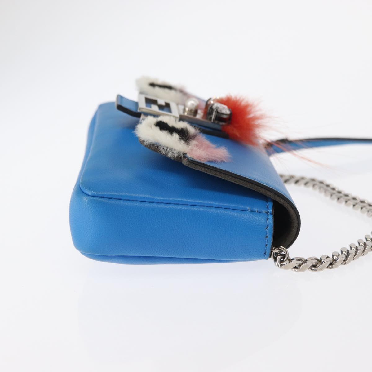FENDI Micro Bucket Monster Shoulder Bag Leather 2way Blue Silver Auth bs30913 - Jerrillo image 3