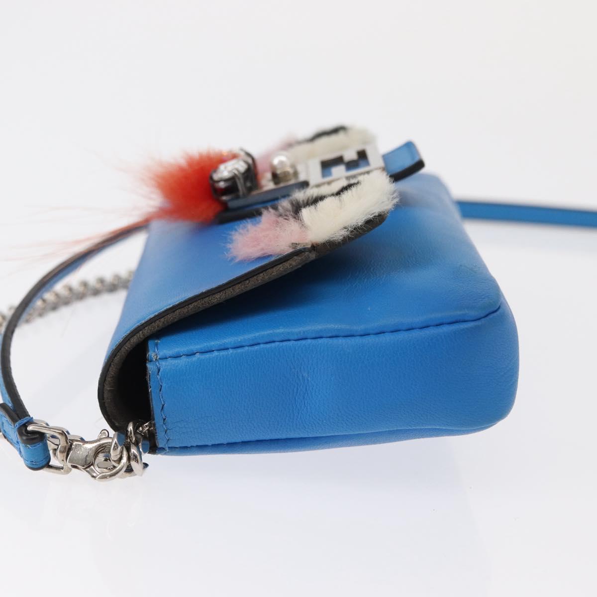 FENDI Micro Bucket Monster Shoulder Bag Leather 2way Blue Silver Auth bs30913 - Jerrillo image 4