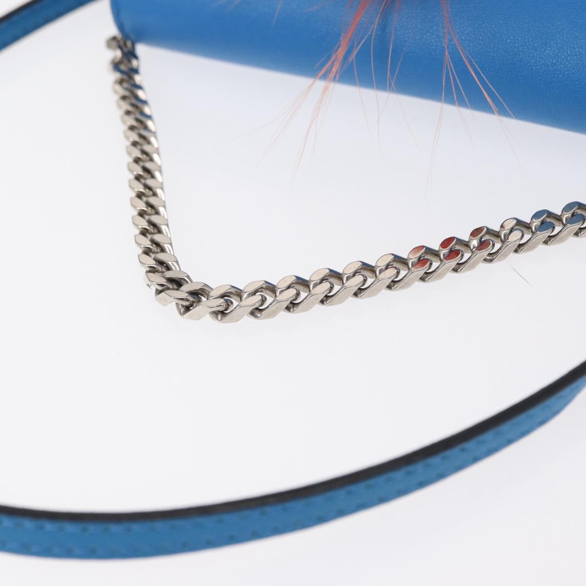 FENDI Micro Bucket Monster Shoulder Bag Leather 2way Blue Silver Auth bs30913 - Jerrillo image 7
