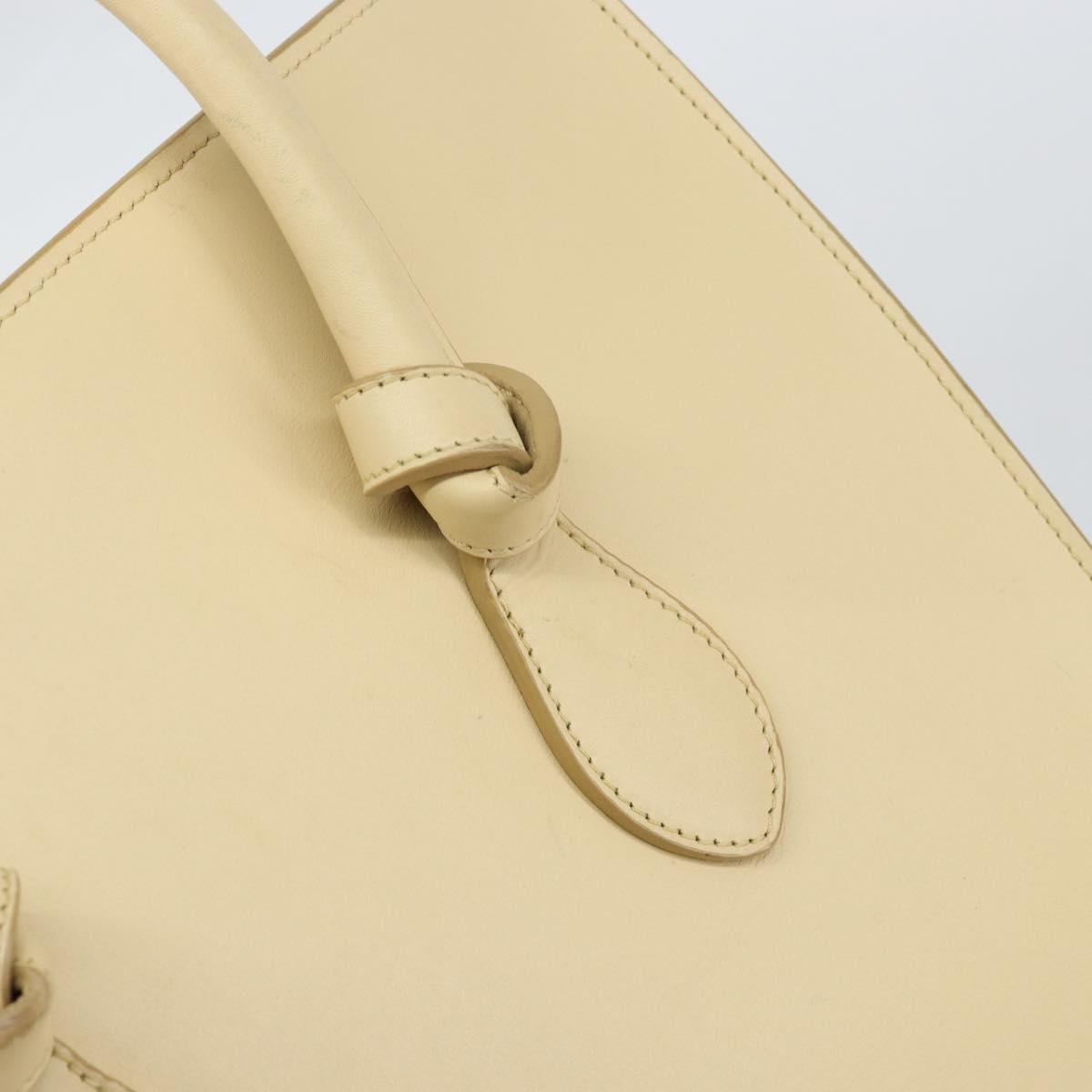 CELINE TIE Tote Bag Leather Beige Gold Auth bs31025 - Jerrillo image 10