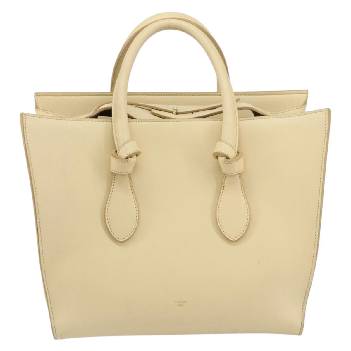 CELINE TIE Tote Bag Leather Beige Gold Auth bs31025 - Jerrillo image 2