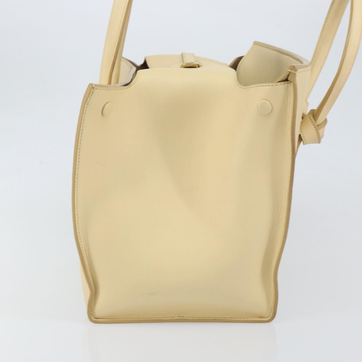 CELINE TIE Tote Bag Leather Beige Gold Auth bs31025 - Jerrillo image 4
