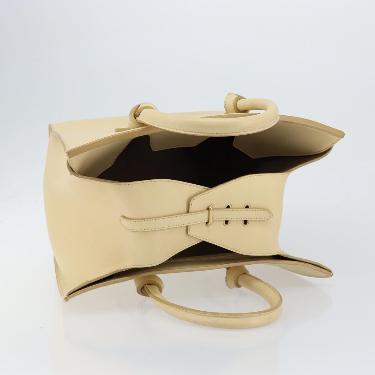 CELINE TIE Tote Bag Leather Beige Gold Auth bs31025 - Jerrillo image 6