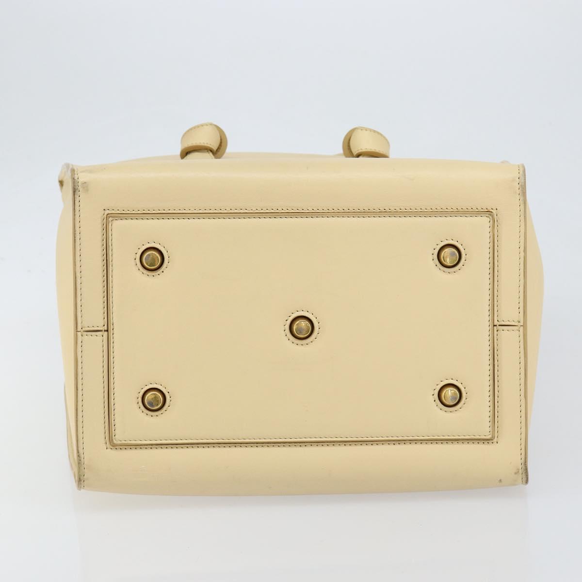 CELINE TIE Tote Bag Leather Beige Gold Auth bs31025 - Jerrillo image 5