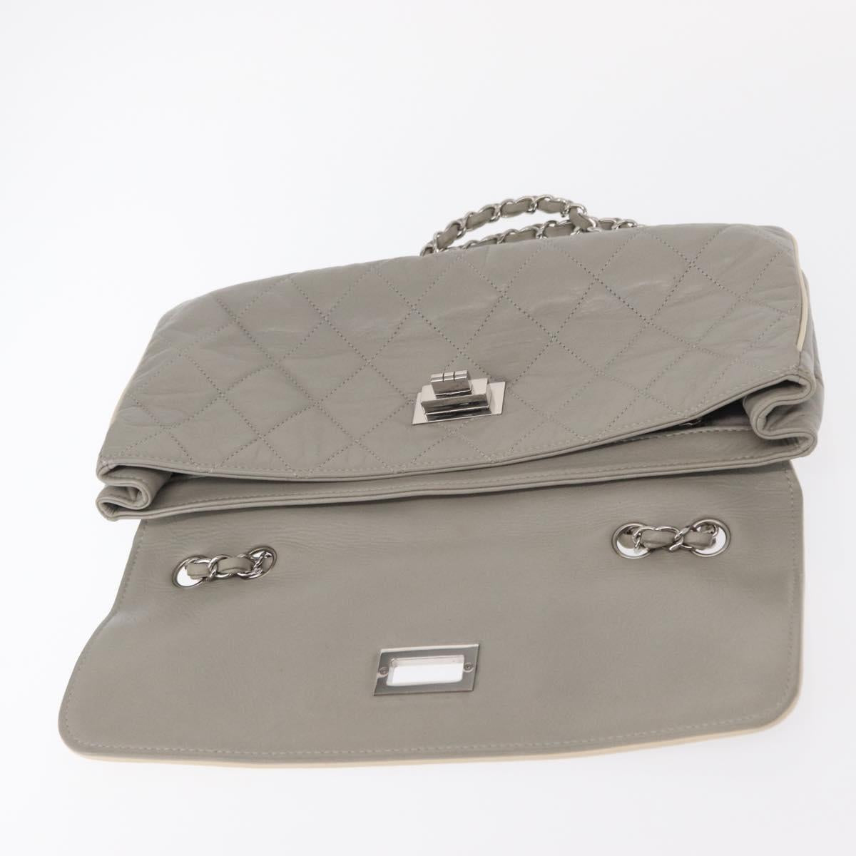 CHANEL Lamb Skin Chain Shoulder Bag Gray Silver CC Auth bs32040 - Jerrillo image 10