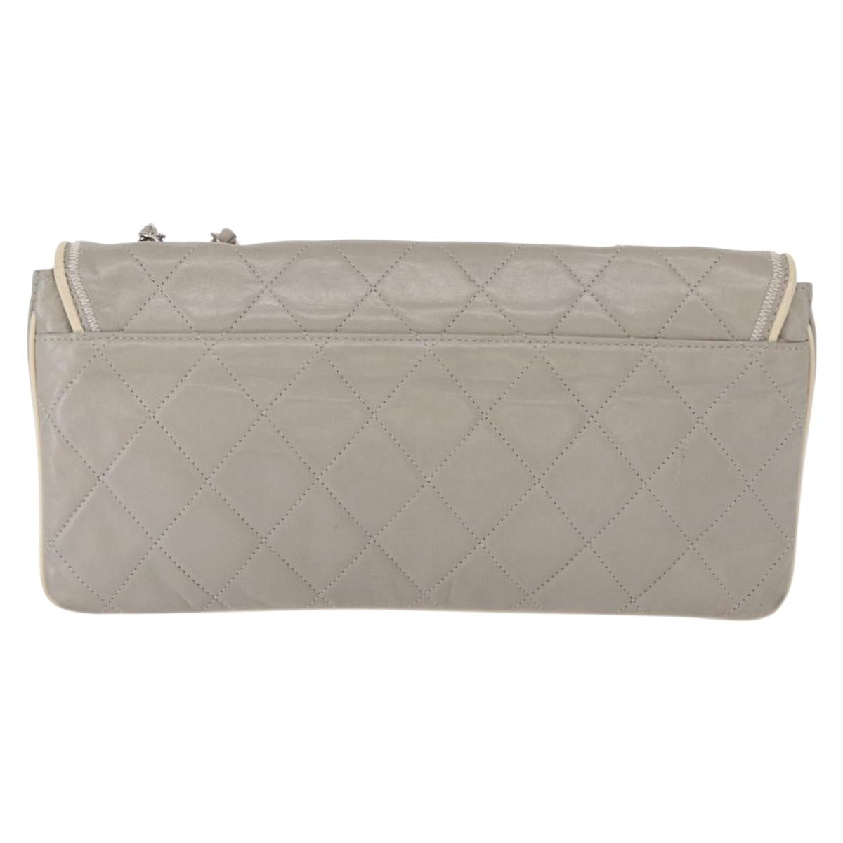 CHANEL Lamb Skin Chain Shoulder Bag Gray Silver CC Auth bs32040 - Jerrillo image 2