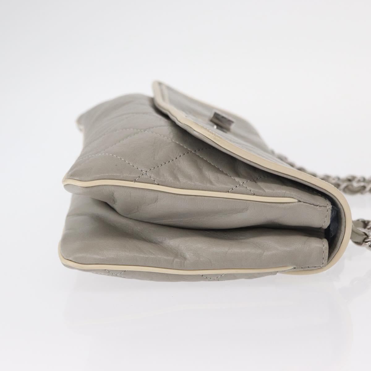 CHANEL Lamb Skin Chain Shoulder Bag Gray Silver CC Auth bs32040 - Jerrillo image 3