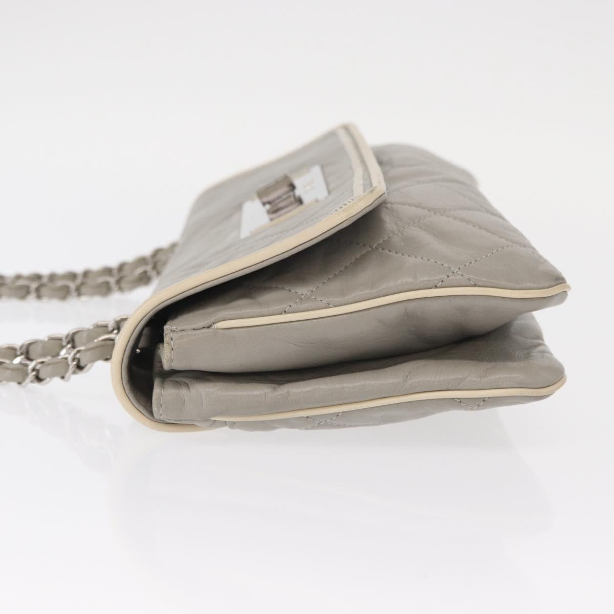 CHANEL Lamb Skin Chain Shoulder Bag Gray Silver CC Auth bs32040 - Jerrillo image 4