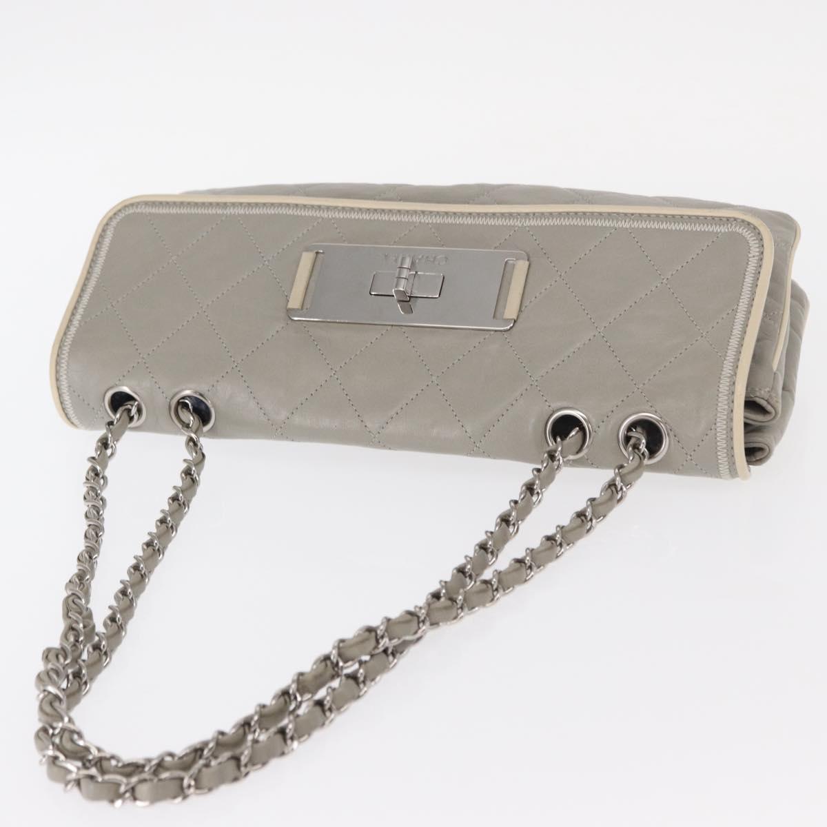 CHANEL Lamb Skin Chain Shoulder Bag Gray Silver CC Auth bs32040 - Jerrillo image 6