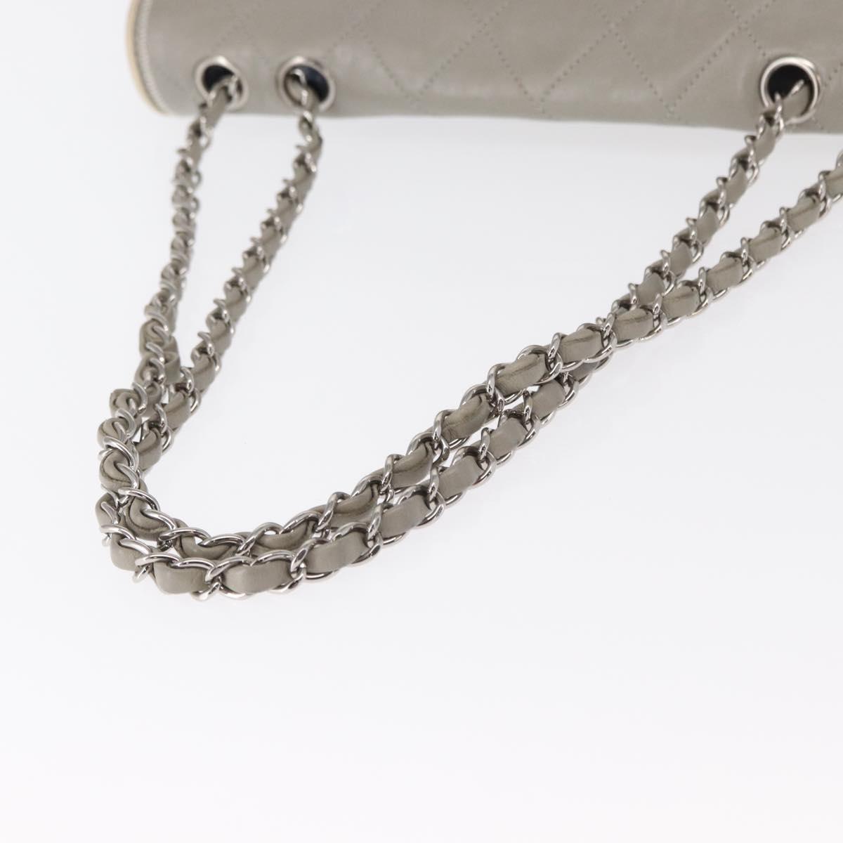 CHANEL Lamb Skin Chain Shoulder Bag Gray Silver CC Auth bs32040 - Jerrillo image 7