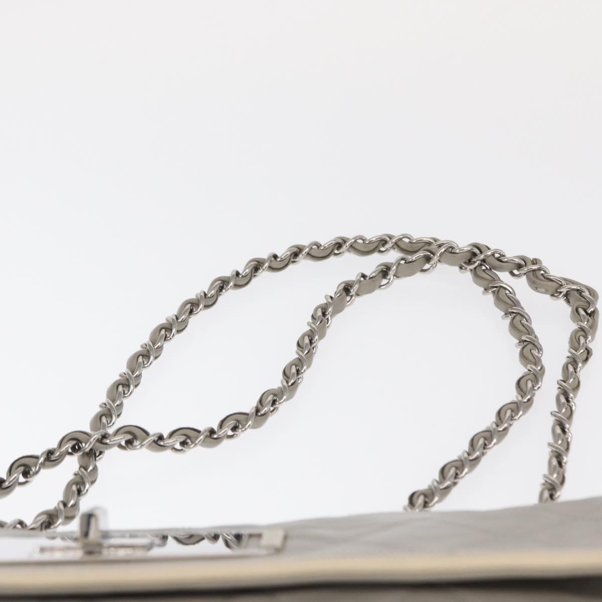 CHANEL Lamb Skin Chain Shoulder Bag Gray Silver CC Auth bs32040 - Jerrillo image 8
