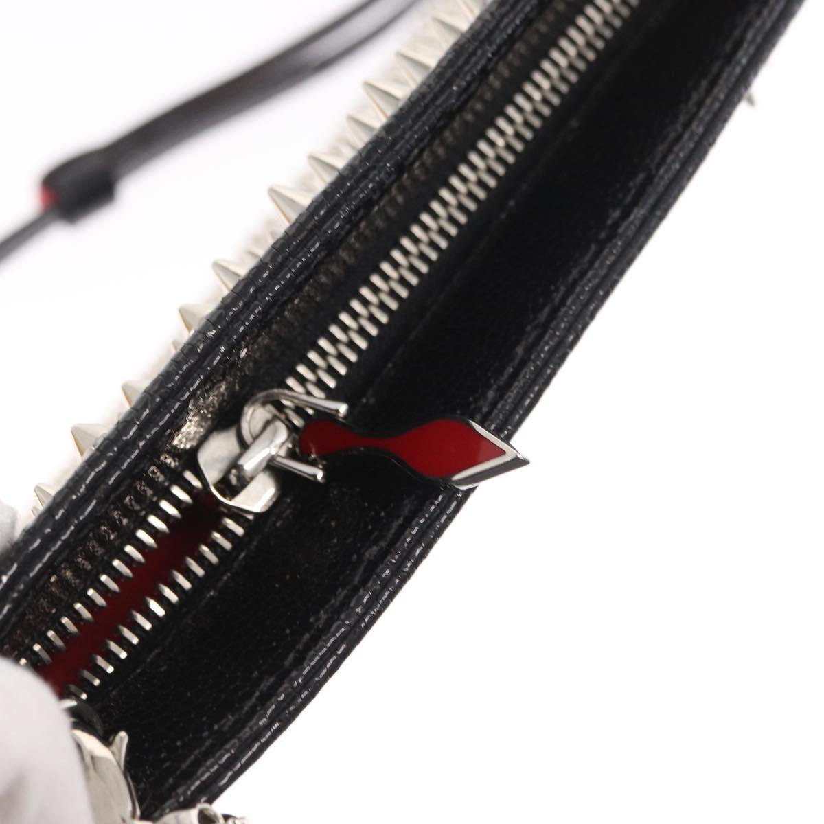Christian Louboutin Chain Shoulder Bag Leather Black Silver Auth bs32908 - Jerrillo image 10
