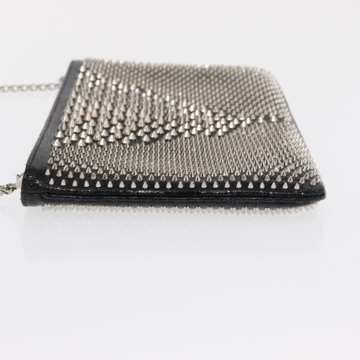 Christian Louboutin Chain Shoulder Bag Leather Black Silver Auth bs32908 - Jerrillo image 4