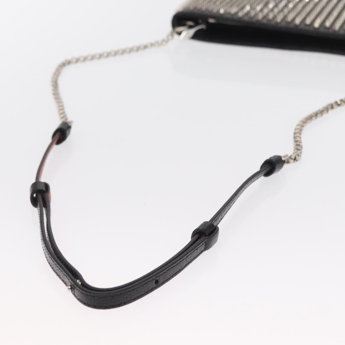Christian Louboutin Chain Shoulder Bag Leather Black Silver Auth bs32908 - Jerrillo image 7