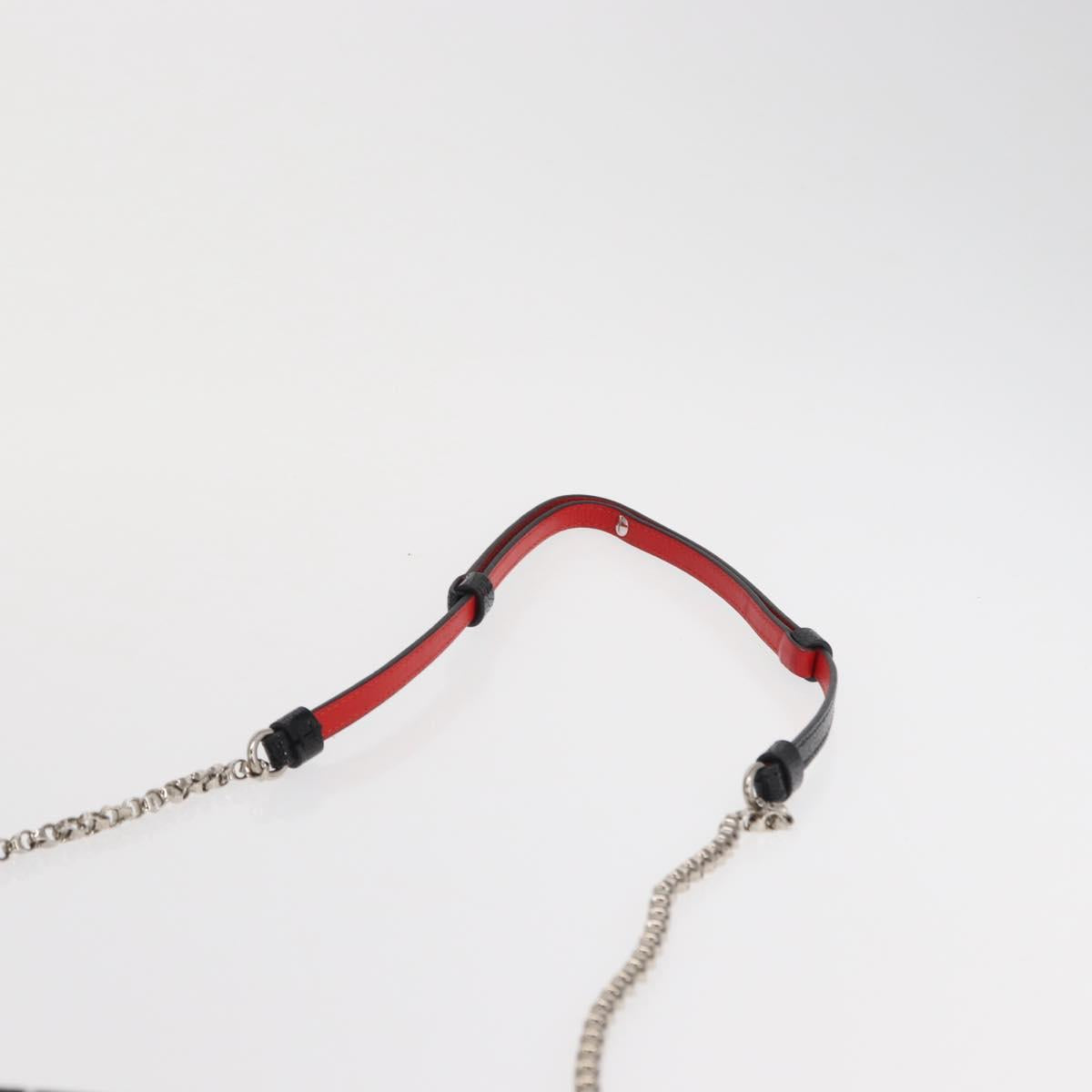 Christian Louboutin Chain Shoulder Bag Leather Black Silver Auth bs32908 - Jerrillo image 8
