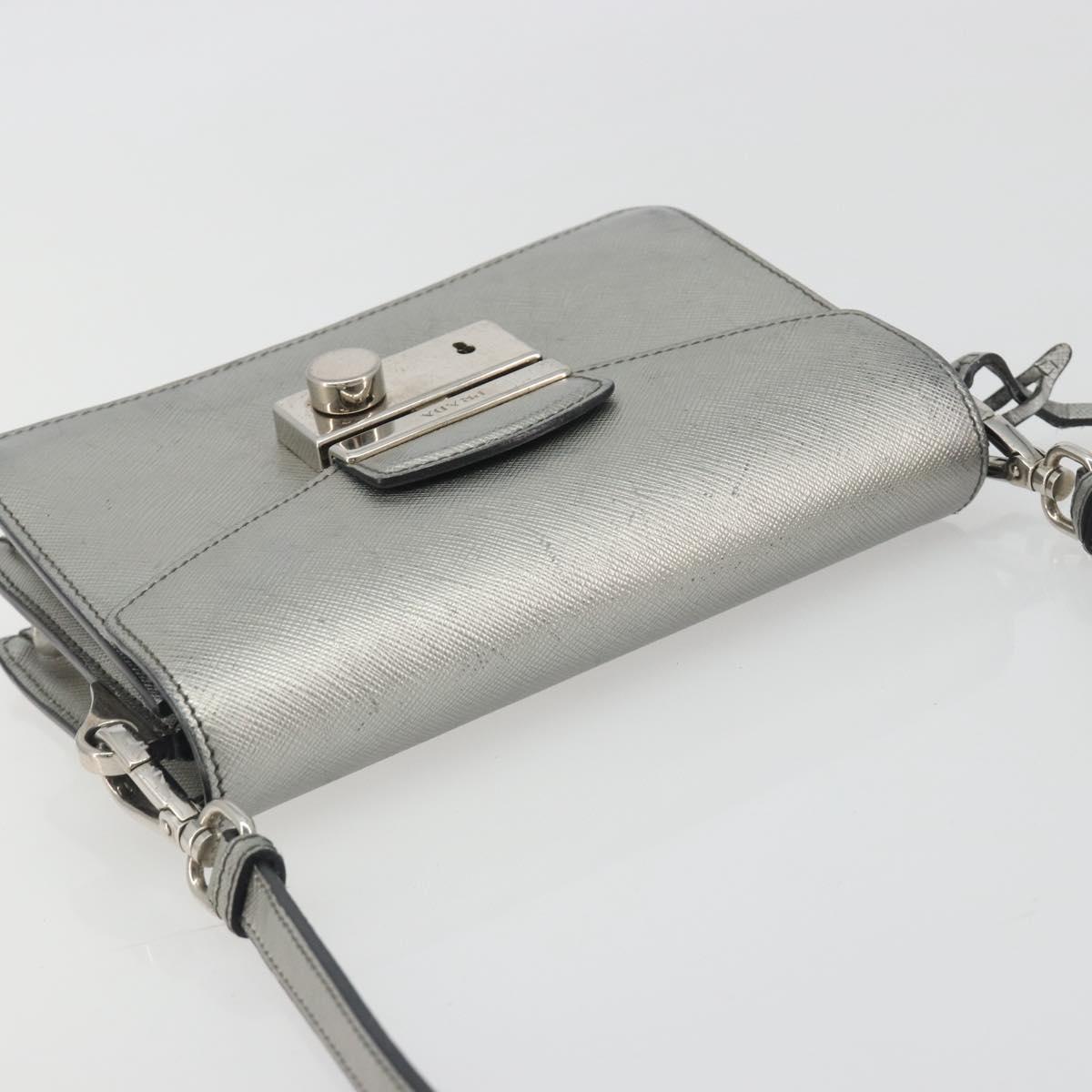PRADA Shoulder Bag Saffiano leather Silver Auth bs36601 - Jerrillo image 6