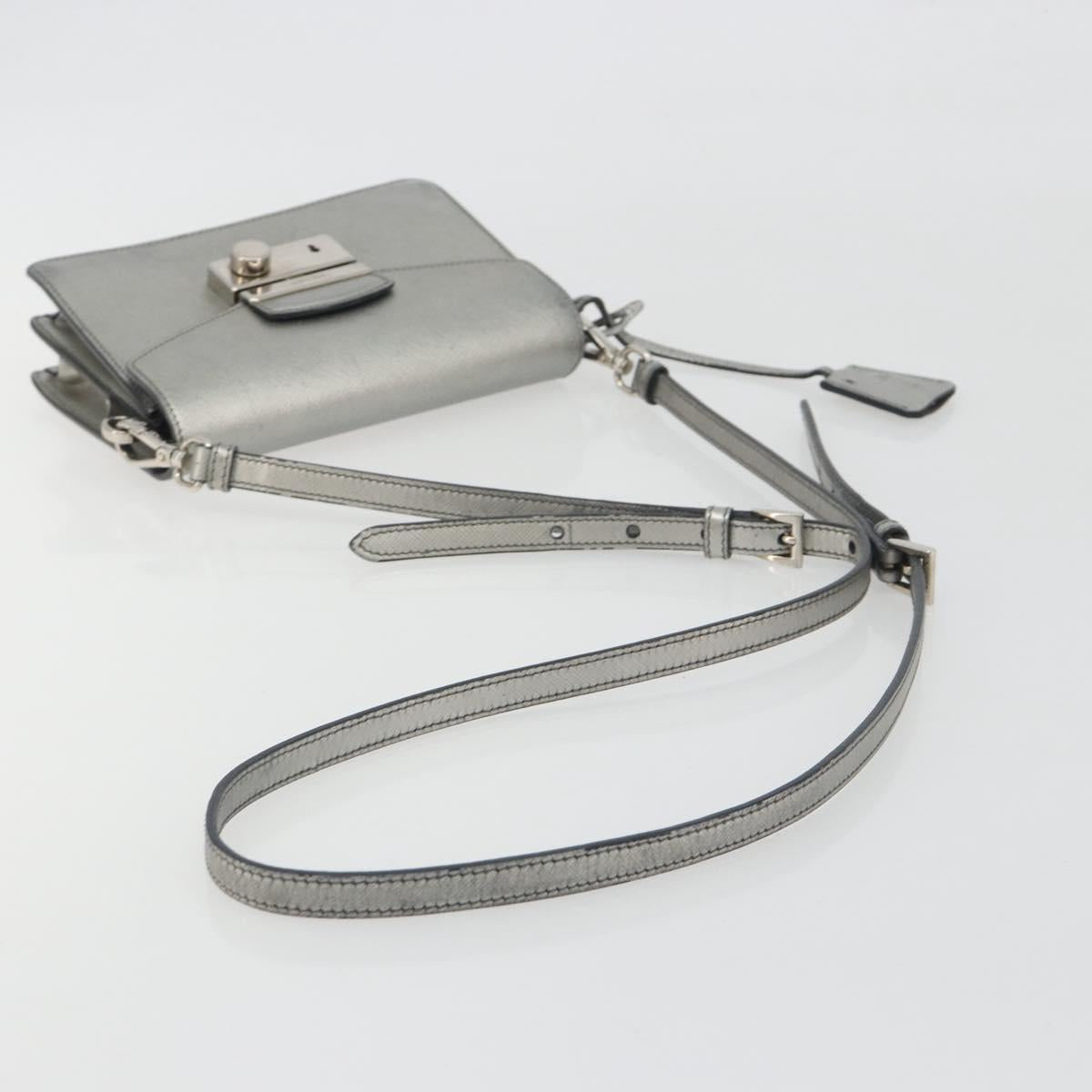 PRADA Shoulder Bag Saffiano leather Silver Auth bs36601 - Jerrillo image 7